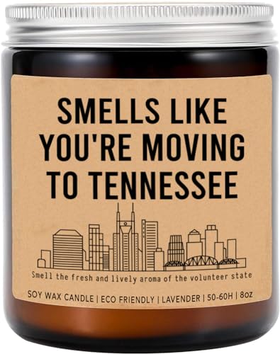 Smells Like You're Moving to Tennessee Candle - Moving to Tennessee Gift - Tennessee Candle - New Tennessee Job Gift - Tennessee Housewarming Gift - Lavender Fragrance - 8Oz Soy Wax Candle