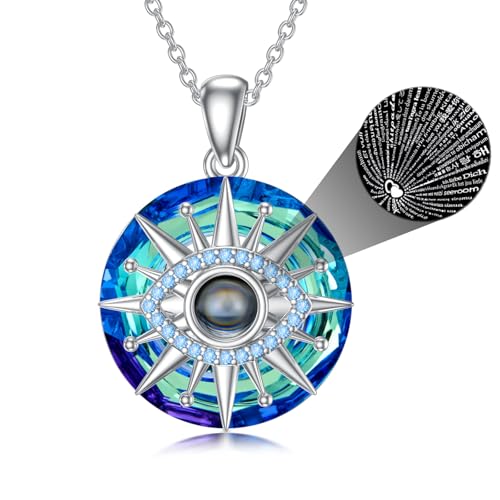 Evil Eye Necklace for Women Moonstone Evil Eye Amulet Pendant 925 Sterling Silver Suitable for Birthdays and Halloween Suitable for Men and Women