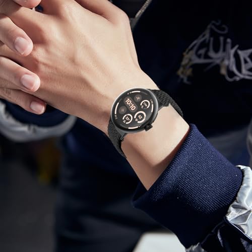 Asvufeyy Google Pixel Watch 編み込み伸縮ベルト 45mm ブラック