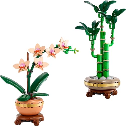Bundle Piante Simboliche - Set di Piante Artificiali per Adulti con Mini-Orchidea (10343) e Bambù del Buon Auspicio (10344) - Decorazioni per Casa - Regalo di San Valentino per Donna e Uomo 10343 - Lego - Immagine 1
