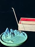 BHCASE Incense Holder for Sticks, Waterfall Incense Burner, Mountain Incense Stick Holder, Detachable Ash Catcher, Ceramic Hand-Made Incense Burner for Yoga, Meditation and Home Decoration