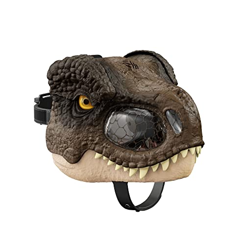 Jurassic World Dominion Tyrannosaurus Rex Chomp N Roar Mask, Costume Dinosaur Toy with Multi-Level Motion and Roar Sounds