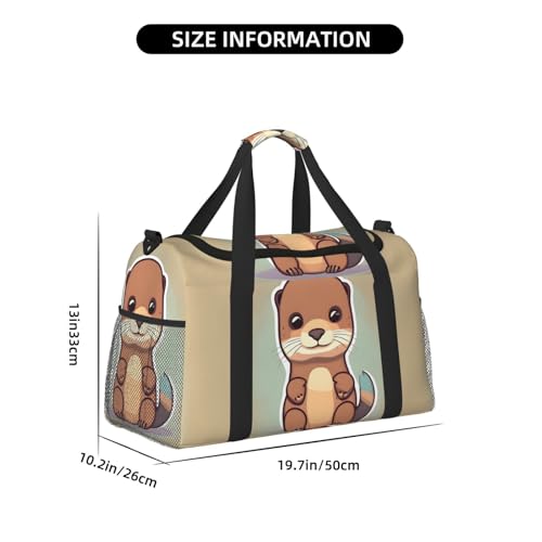 Cartoon Cute Otter print Weekender Overnight Carry On Bag Gym Luggage Bag Duffel Bag for Travel Women4