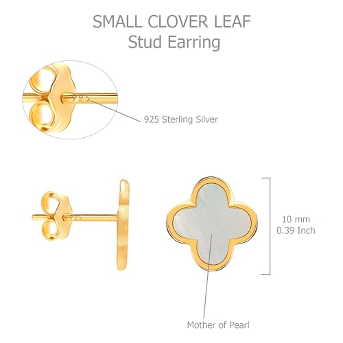 Image of LeCalla 925 Sterling Silver BIS Hallmarked 18K Gold Plated Mother of Pearl Drop Stud Earrings for Women and Girls