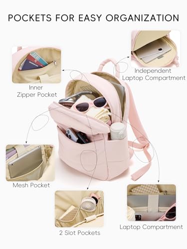 Image of WESTBRONCO Puffer Laptop Backpack for Women Travel Backpack for Women Airplane Approved Backpack with 16'' Laptop Compartment