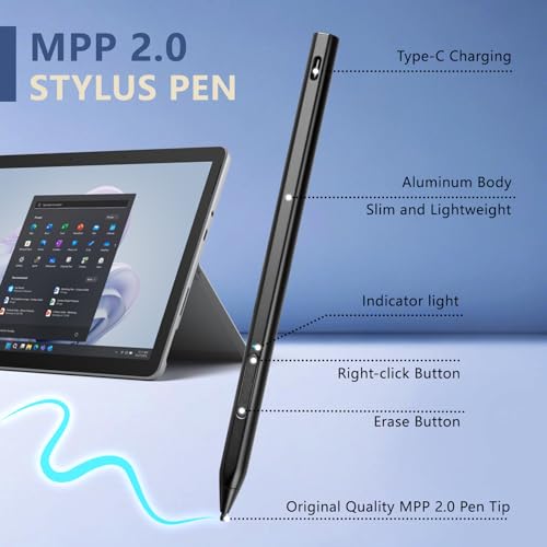 Image of Rechargeable MPP 2.0 Tilt Pen for HP 2-in-1 Touchscreen Laptops,Genuine Digital Stylus Pen for HP Envy X360 /Pavilion X360 /Spectre X360 with 4096 Pressure Sensitivity and Palm Rejection,Black | Digital Stylus Pen for HP Envy X360 /Pavilion X360 /Spectre X360 with 4096 Pressure Sensitivity and Palm Rejection,Black
