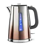 Russell Hobbs Eclipse Stainless Steel & Copper Sunset Ombre 1.7L Electric Cordless Kettle (Quiet & Fast Boil 3KW, Removable washable anti-scale filter, Easy push button lid, Perfect pour spout) 25113