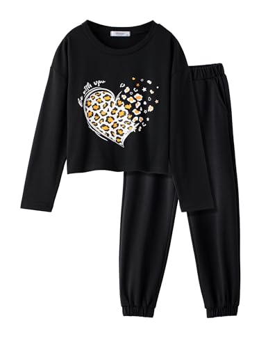 Image of Arshiner Girls 2 Piece Outfits Kids Tie Dye Sweatsuits Set Long Sleeve Shirt and Pants Set Size 5-14 Y