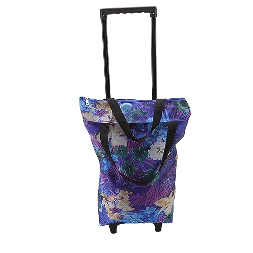RASTKY Carro de Compras Plegable Carro de Tracción de Tubo de Acero Duradero para Viajes Cortos de Camping, Plegable Lavable con Rueda para Compras de Comestibles Tela Oxford 600D