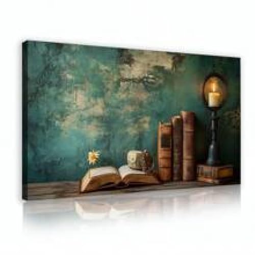 Décoration murale vintage livre pour un salon chaleureux | Tableau 80x120cm
