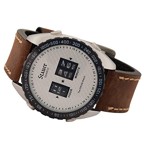 Stauer Men's Drum Watch with Brown Leather Band