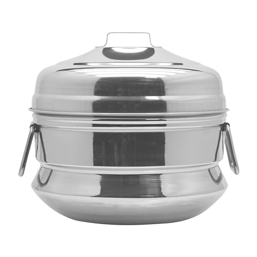 Raj Steel Idli Cooker Small Silver 23 Cm KKIP0S Steam Pot Idli Cooker Steamer Iddly Idly Iddli