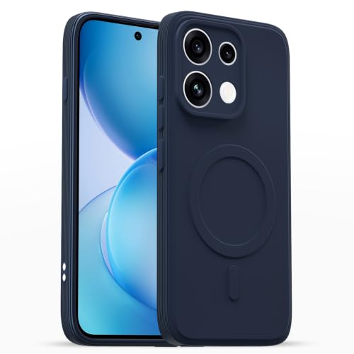Image of Outlouders Back Cover for Oppo Reno 16c 5G | Soft Matte Silicone | Slim Fit | Magnetic-Safe Logo Design (Magnetic-Safe Not Compatible) | Shockproof | Camera Protection Bumper Case (Blue)