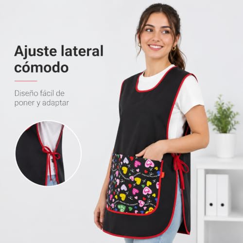 Miniatura 4 de Etrexonline Delantal Universal Con Bolsillos Para Barbacoa, Cocina, Limpieza, Hostelería, Frutería Y Trabajo - Uniforme Laboral Cómodo Y Eficaz Corazón