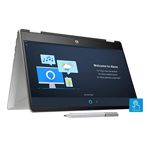 Image of HP Pavilion x360 Core i5 10th Gen 14-inch FHD Touchscreen 2-in-1 Alexa Enabled Laptop (8GB /256GB SSD /Windows 10 /MS Office /Inking Pen /FPR /Natural Silver /1.59 kg), 14-dh1010TU