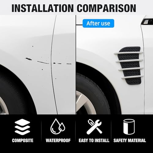 Image of SARTE Car Fender Chrome Side Vent Trim Universal Hood Scoop Intake Air Flow Vent Cover Stylish Fender Protector for Suv Sedan Hatchback Exterior Decoration Accessory