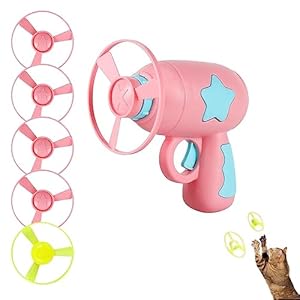 2023 New Helicopter Cat Toy, Funny Cat Outside Kitten Beyblades Launcher, Cat Helicopter Toy, Cat Interactive Training Helicopter Toy, Flying Helicopter Cat Toy, Helicopter Disc Cat/Dog Toy (A-Pink)
