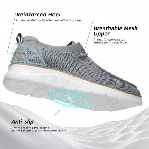 Image of Mens Boat Loafers Slip-on Casual Mesh Walking Shoes Business Oxfords Sneakers Work Lightweight Comfortable Soft Sole Grey