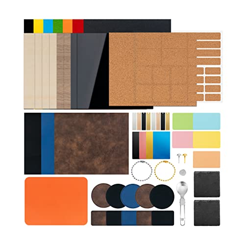 Xtool Laser Material Explore Kit, 111-Piece Laser Material Box, 8 Kinds Of Laser Materials For Laser Engravers, Plywood, Acrylic, Leather, Metal, Felt, Paper, Stone For Laser Crafting #TOP19