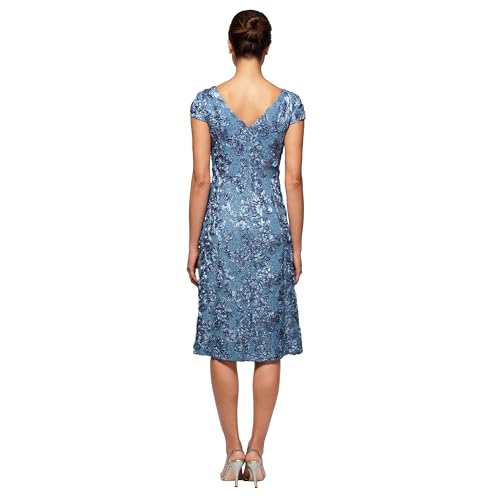 Alex Evenings womens Tea Length Mother of the Bride Dress With Rosette Lace Detail (Petite and Regular Sizes)3