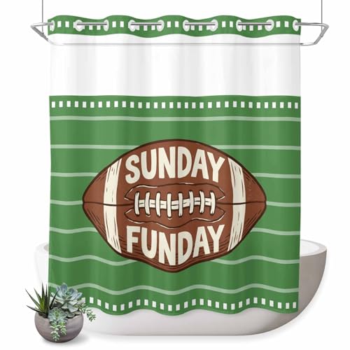 No Hook Shower Curtain, Sunday Funday Waterproof Fabric