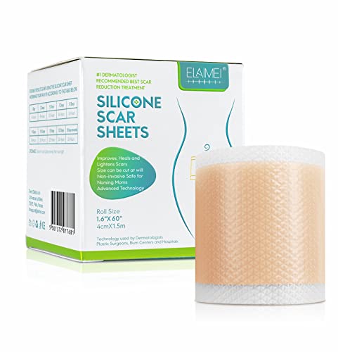 Silicone Scar Tape (1.6â€ x 60â€), Reusable Silicone Scar Sheets Painlessly Removes Burns/Cuts/Stretch Marks/Acne Old & New Scars for Men and Women-1.5M
