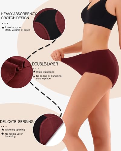 Womens Leak-Resistant Cotton Underwear - Soft Stretch High-Waist Briefs Multipack for Everyday Freshness & Comfort — view 6