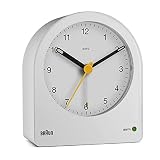 Braun Classic Analogue Alarm Clock with Snooze and Continuous Backlight, Quiet Quartz Movement, Cres
