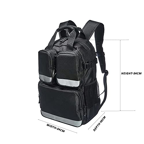 Image of Pahal Nylon Tool Bag Backpack Waterproof Heavy Duty for Tools of Electrician,Technician,Black 19 Pockets 18 INCH-Titan Pro