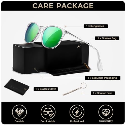 Image of SUNGAIT Vintage Round Sunglasses for Women Classic Retro Designer Style