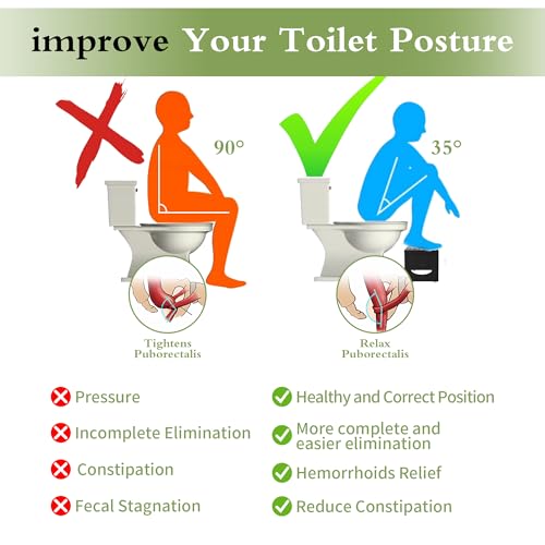 ROMGUAR CRAFT 7 Inch Bamboo Toilet Stool, Foldable Poop Stool, Bathroom Step Stool Squat (Black) by ROMGUAR CRAFT - Image 7