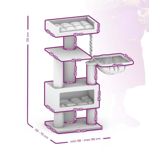 Arbre à chat Petrebels Parklane 131 cm pour stopper les griffades sur vos canapés