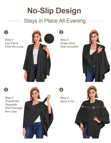 Image of PULI Womens Cross Front Poncho Shawl Wrap Elegant Wedding Formal Gift