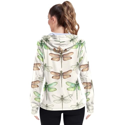 Sudadera de libélula beige para senderismo y playa con capucha UPF 50 3