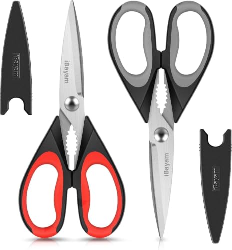 iBayam Kitchen Scissors Shears All Purpose Heavy Duty, Protective Sheath