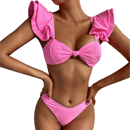Ensemble tankini pour femme avec nœud - Maillot deux pièces élégant rose L
