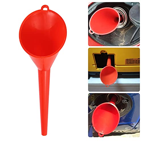 Entonnoir de ravitaillement de voiture à longue bouche, entonnoir d'extension à long col en plastique multifonctionnel, entonnoir à huile à large bouche, adapté à toutes les voitures et motos (rouge)