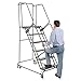 Ballymore FSH618P Steel Standard Rolling Ladder with Spring Loaded Casters and Handrails, Perforated Step Tread, Unassembled, OSHA/ANSI Standard, 6 Steps, 16