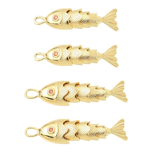 UR URLIFEHALL 4 dijes de latón de 2 estilos chapados en oro de 18 quilates con diseño de animales marinos para hacer pulseras, collares, aretes, joyas