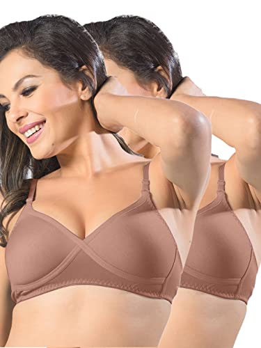 Image of SONARI Violet Womens Non Padded Regular Cotton Bra | Wire-Free, Medium Coverage, Sewn-in Bump for Natural Lift, Polycotton Blend Fabric, Hook & Eye Closure, Adjustable Straps