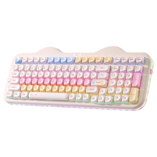 Teclado mecánico inalámbrico C98 beige para un escritorio organizado y libre de cables