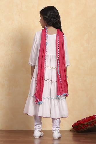 Image of Biba Girls 3 /4 Sleeve 100% Cotton Round Neck Kurta Set