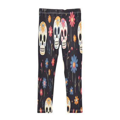 Toddler Girls Leggings Printed Yoga Pants Leggings Skull Head Blue Flower for Kids2