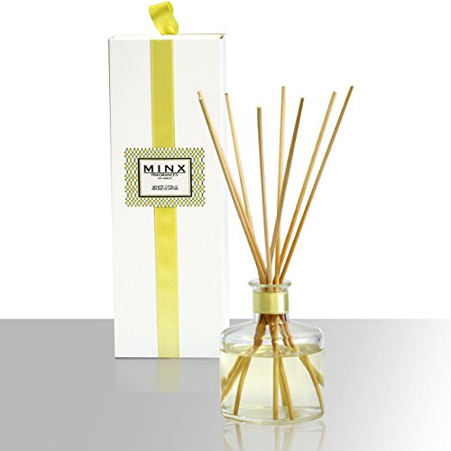 MINX Fragrances White Citrus Aromatherapy Oil Reed Diffuser Gift Set Clean Fresh Scent | Sparkling Citrus & Fresh Greens | Highly Fragranced Oil | Great Gift idea!