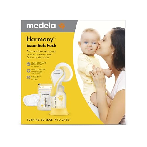 Medela Harmony Essentials Pack – Set mit Harmony Handmilchpumpe, PersonalFit Flex Brusthaube, Muttermilchbeuteln und Stilleinlagen – Ideal für unterwegs