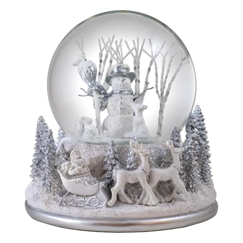 White Christmas Snowman Holiday Snow Globe by The San Francisco Music Box