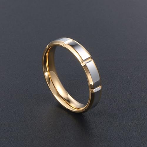 Silver Gold Wedding Rings Men, Stainless Steel Engagement Rings Women Two Tone Polished Ring2