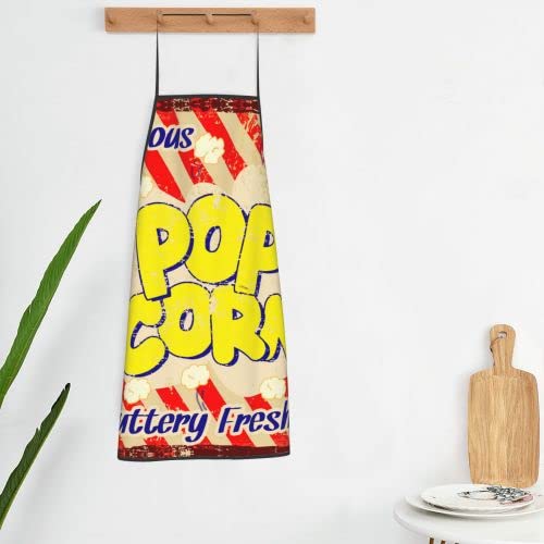 Popcorn Vintage Grunge Delicious Buttery Tasty Movie Apron Theme Cooking Chef Work Shop Women Men Adult Girl Kid Weavers Baking Decorations Painting Bbq Grilling Kitchen Accessories Party Supplies #TOP5