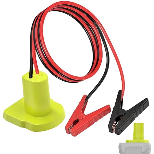 DIAKLY Jumper Cables Adapter Compatible with Ryobi 18V Battery 12AWG 2FT Battery Jumper Cable with Alligator Clamps Emergency Booster Cable for Compact Cars Motorcycles ATVs and Lawn Equipment