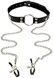 PU Leather Collar with Nipple Clamps SM Bondage Play Nipple Clamps Under The Bedroom Restraints Bondage Tool BDSM Bondage Neck Collar Metal Clip Sex Toys for Women Sweater
